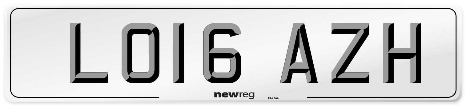 LO16 AZH Number Plate from New Reg